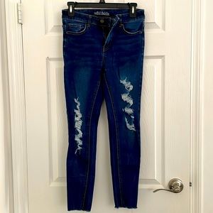 Dark blue stretchy ripped jeans size 4